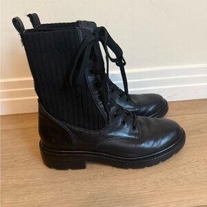 Sam Edelman Black Lace-Up Combat Boots